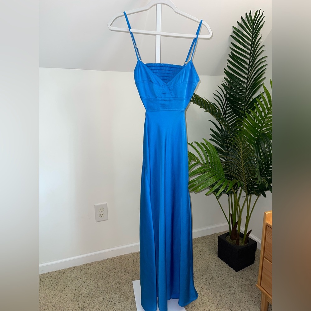 A.L.C. cinderella blue Blakely cutout open back a line midi gown dress size 4 - Picture 5 of 6